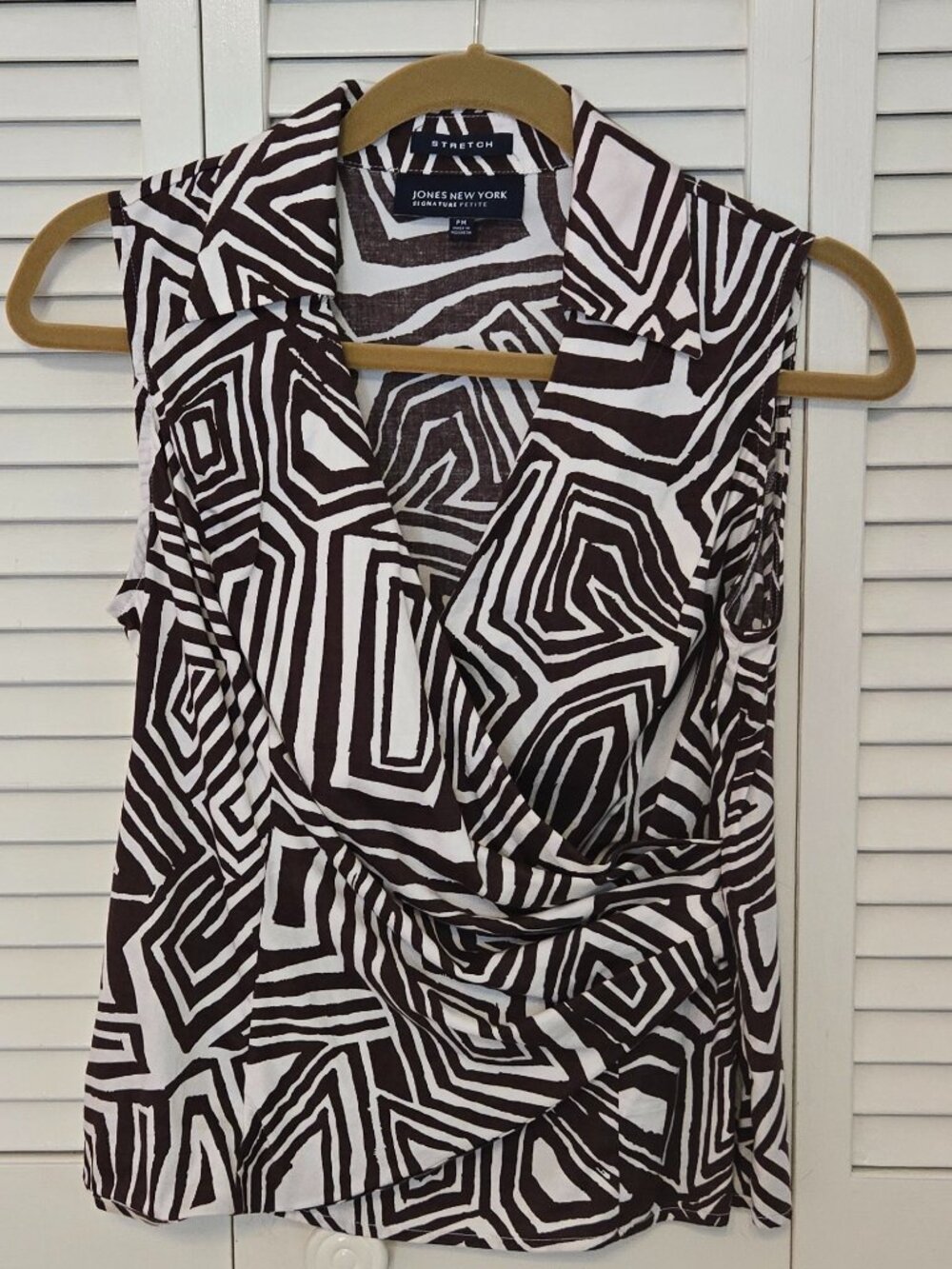 Jones New York Signature Sleeveless Wrap Blouse - Size Petite M